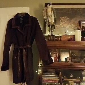 Brown faux suede coat